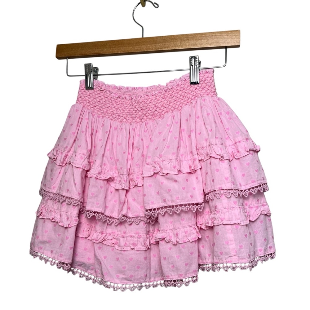 LoveShackFancy Pink Ruffled Tiered Girls Skirt - Picture 2 of 7